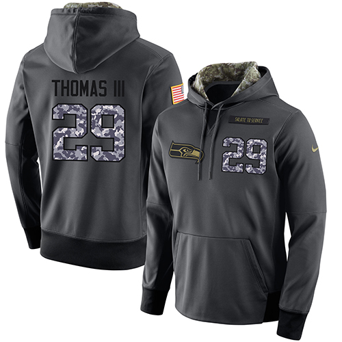 NFL Men's Nike Seattle Seahawks #29 Earl Thomas III Stitched Black Anthracite Salute to Service Player Performance Hoodie